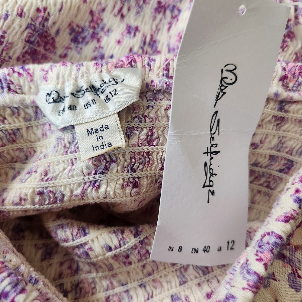 NWT Miss Selfridge Jumpsuit Size 8 Ruffle Viscose Pink Purple Floral Cottagecore - Picture 5 of 9